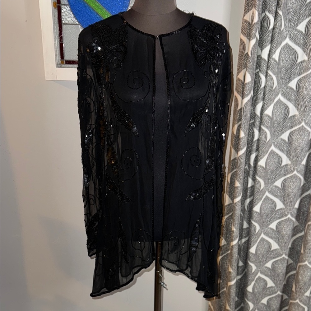 Robert Anthony Vintage Pure Silk beaded Cardigan SZ small